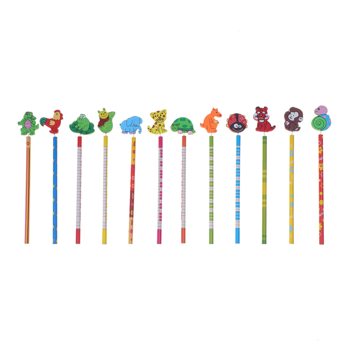

12pcs Cartoon Animal Pencils with Erasers School Stationery for Kids Children Random Pattern