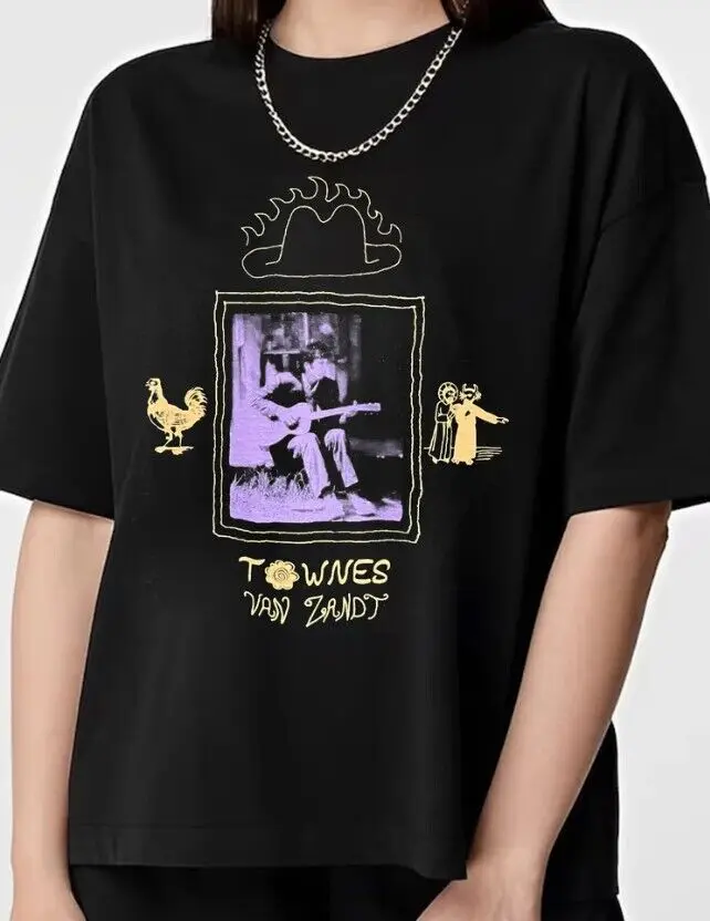 

Remake Townes Van Zandt fan art shirt, cotton black shirt, remake TE6704