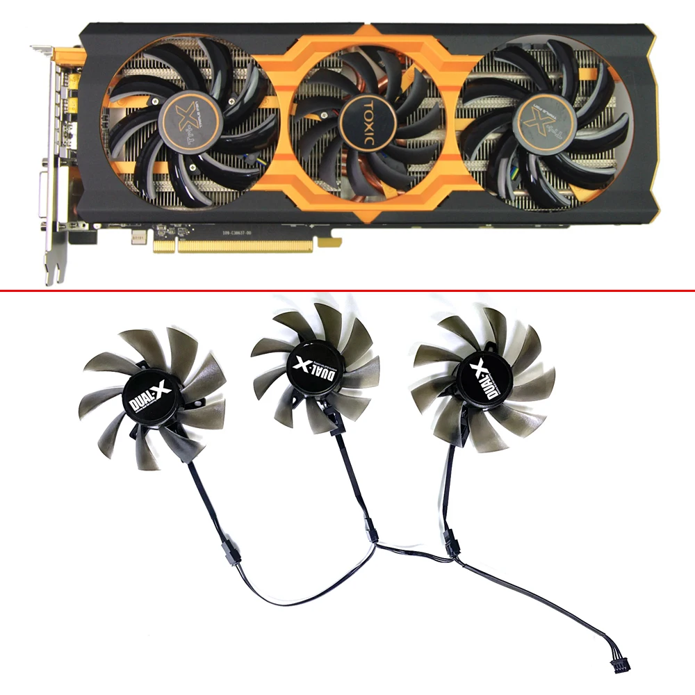 Doppia Sfera 85Mm 75Mm Fai Da Te Ventola Di Raffreddamento 0.0.35A 4Pin Tossico R9 270X Gpu Fan Per Sapphire Radeon Tossico R9 270X 280X Fan