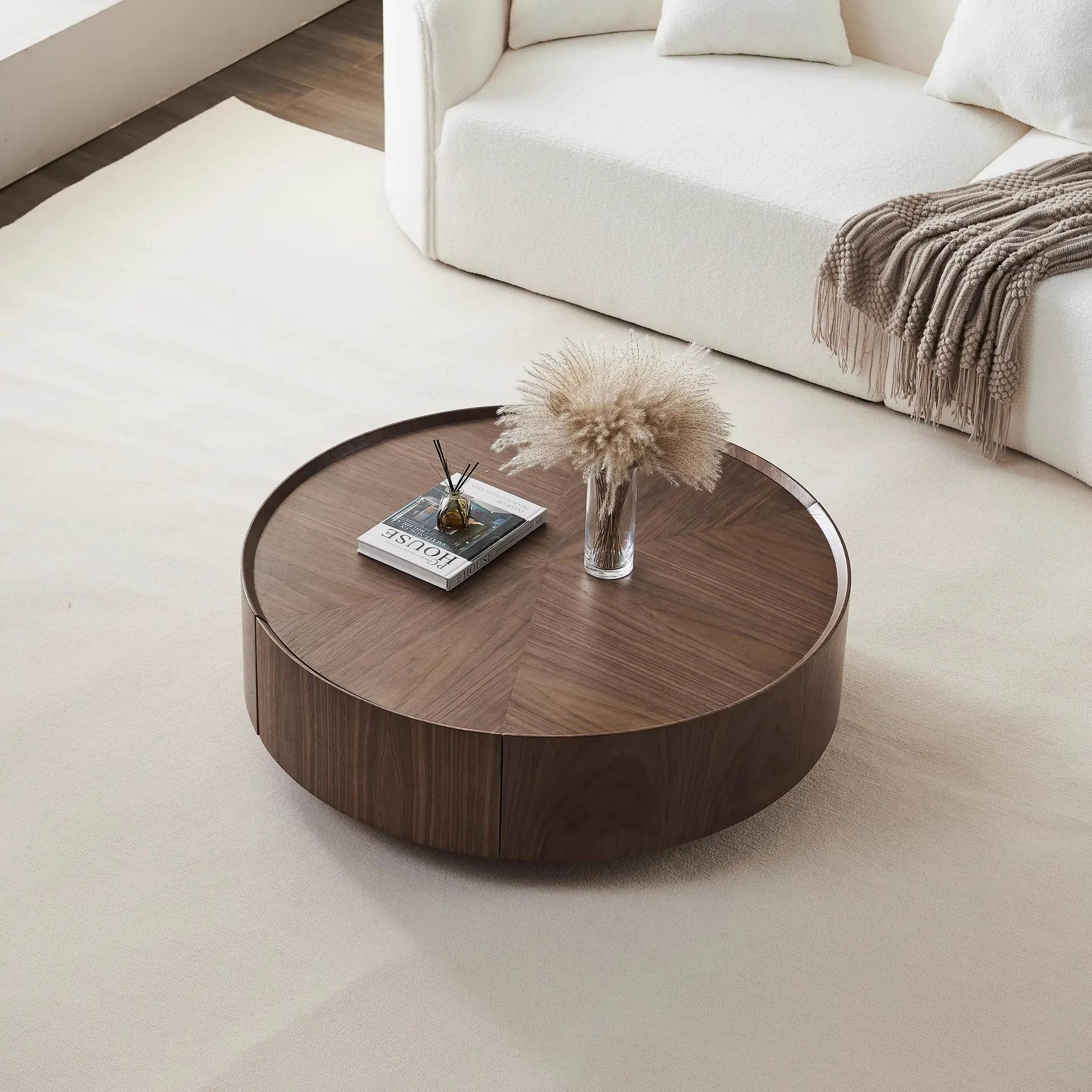 Walnut Round Coffee Table 4