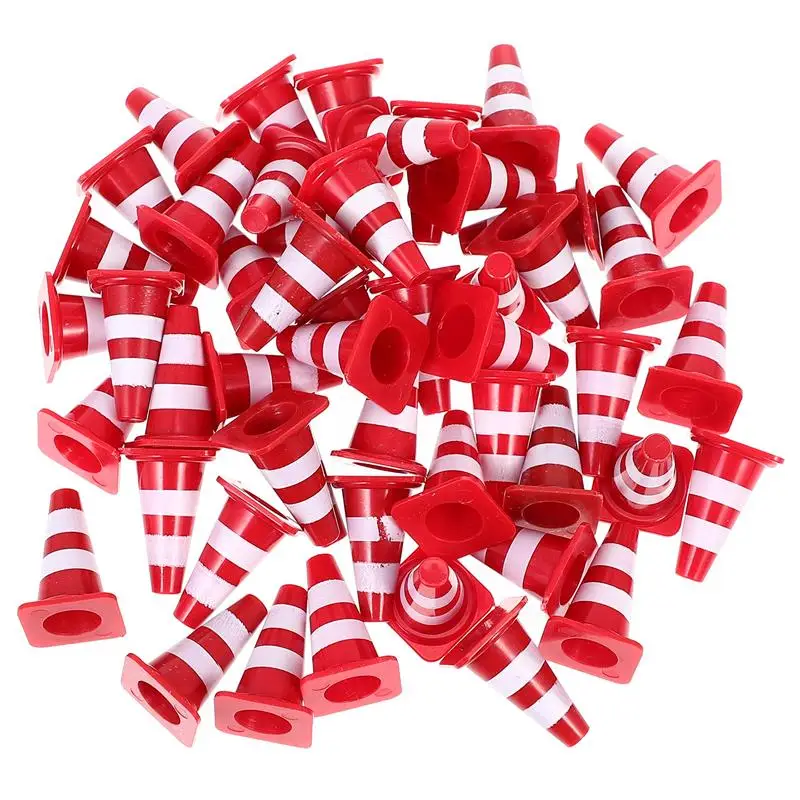 30/50pcs Kids Delicate Road Cones Kindergarten Teaching Aids Traffic Sign Toys Simulation Traffic Warning Sign Safety Road Cone plastic road cone