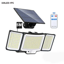 LED Solar Flood Security Light - Outdoor Waterproof Motion Sensor with 3 Lighting Modes (328LED-1PCS)