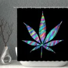 A Leaf Shower Curtain Waterproof Fabric Lily Flower Black Bath Curtains Set Maple leaves Bathroom Screen Bathtub Home Decor 5