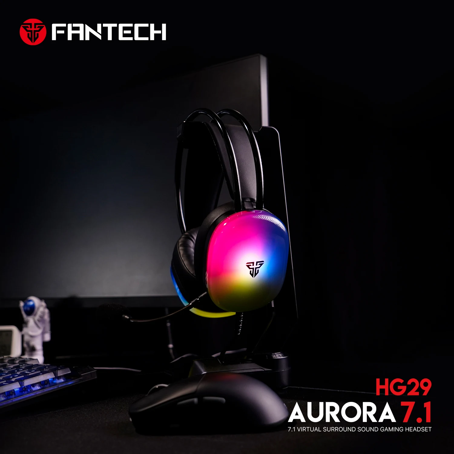 FANTECH AURORA HG29 Kabelgebundenes Headset mit 7.1 virtuellem Surround-Sound, Soft-RGB-Beleuchtung, 50-mm-Treibern, Mikrofon für PC_voghion.com