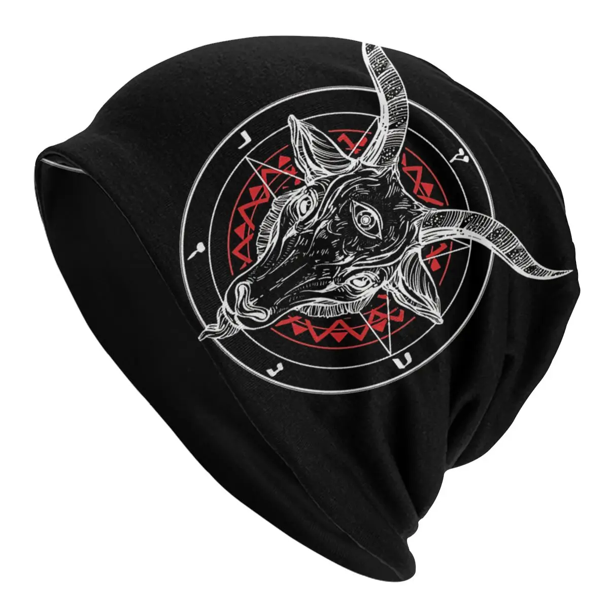 

Bonnet Hats Baphomet Men Women's Thin Skullies Beanies Hat Satanic Goat Circle Lucifer Devil Autumn Spring Warm Cap Design Caps