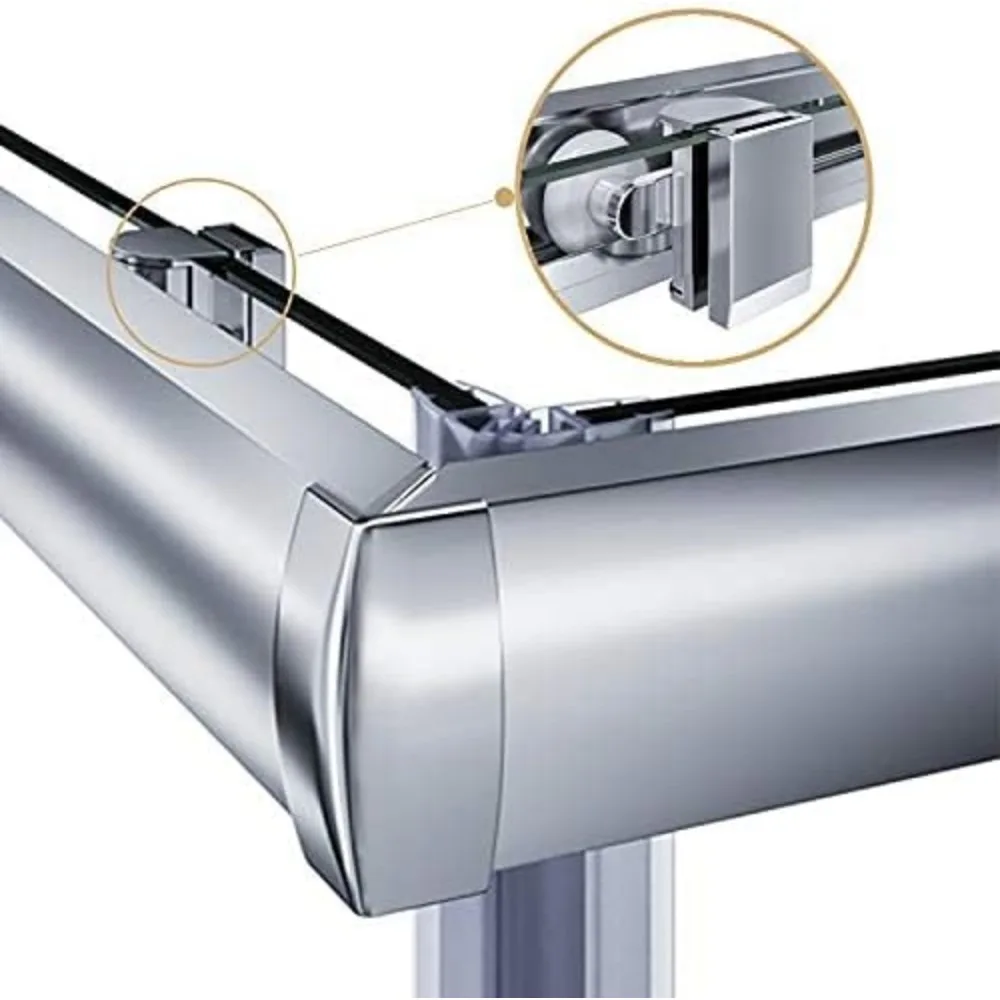Corner Showers Door 34 in.D X 34 in. W X 72 in. H, Enclosure with Shower Base, with 1/4" Tempered Glass Shower Doors 3