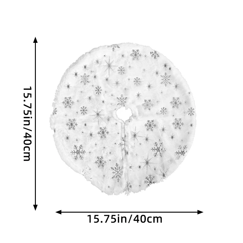 Mini 40cm Christmas Tree Skirt Desktop Xmas Tree Snowflake White Fur Base Mat Carpet 2024 Christmas Decorations For Home Navidad