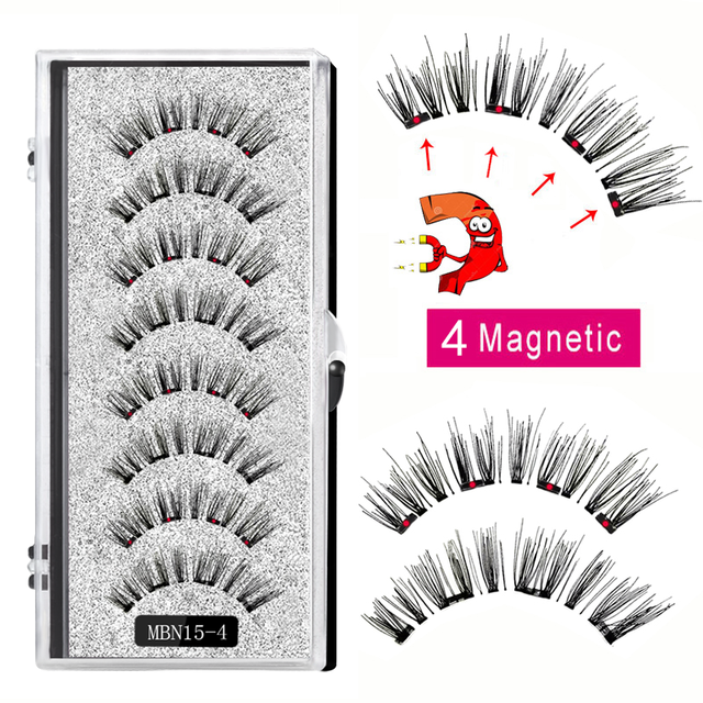 4 Magnet Magnetic Eyelashes Natural Long 3D Mink Lashes Magnetic False Eyelashes Extension with Faux Cils Magnetique 2022 New