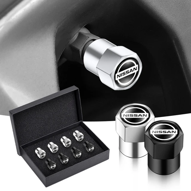 4PCS Car Badge Wheel Tires Valve Caps Metal Tyre Dust Covers For Nissan J10 X-Trail Qashqai Juke Leaf Micra NOTE Patrol Gadgets 1