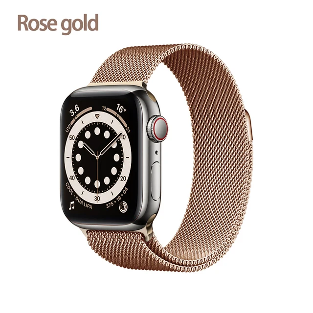 Metal Milanese loop Strap For Apple watch band 7 45mm 44mm 40mm iWatch Series 42mm38mm stainless steel bracelet magnetic 3456 se Rose gold