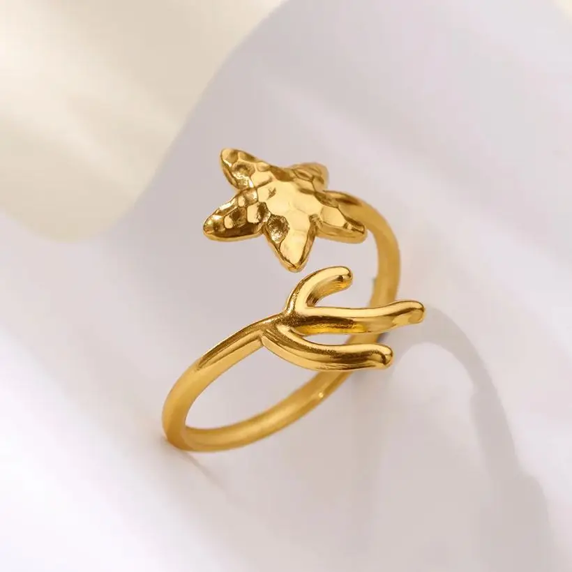 Stainless Steel Geometric Star Rings For Women