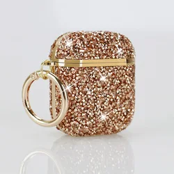 Elegant 3D Shiny Diamond Headphone Case with Anti - Loss Keychain - Airpods Pro 3 (Champagne Color)