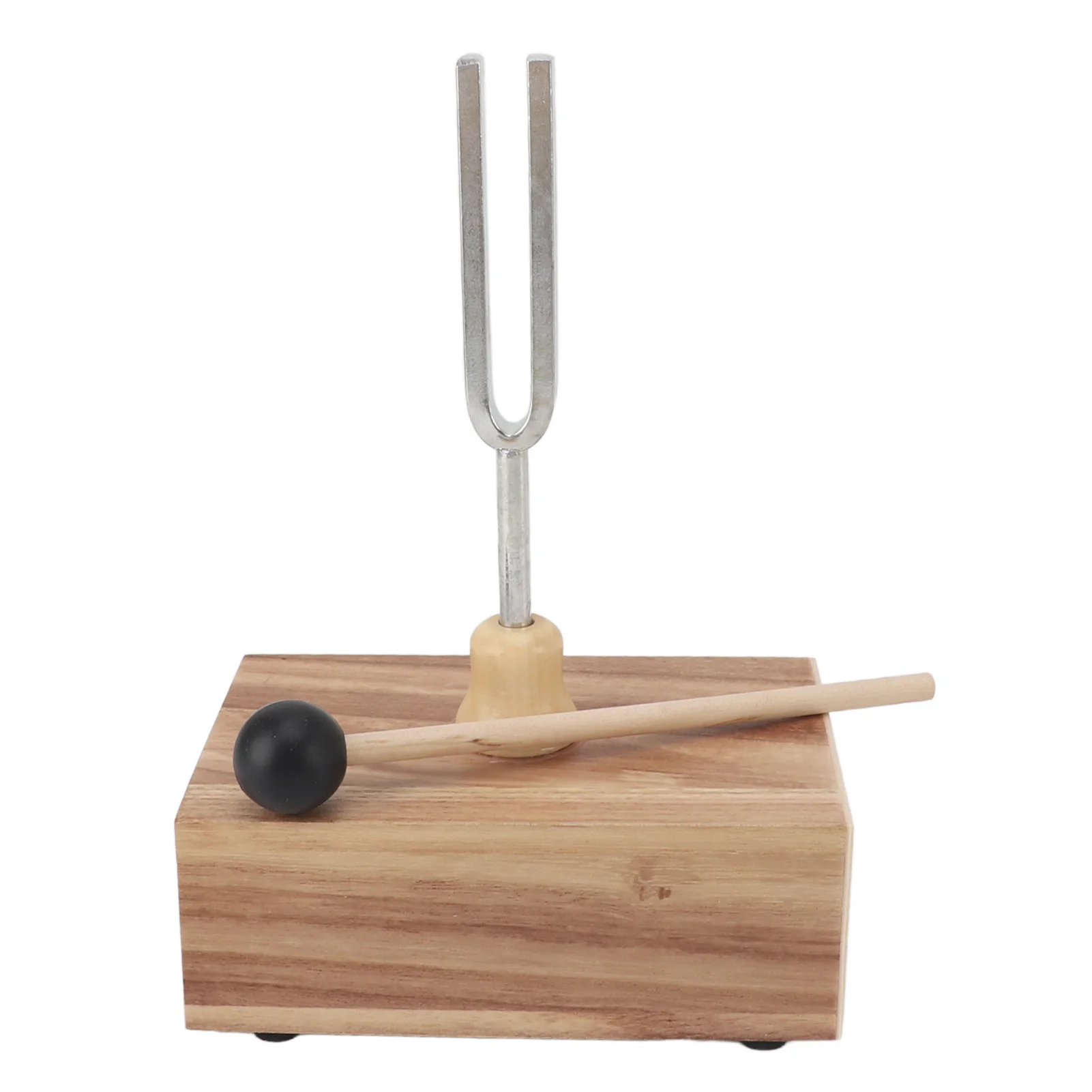 512HZ Tuning Fork Pure Tranquility Melody Acoustical Tuning Fork Wooden Resonator Portable with Rubber Hammer for Sound Therapy