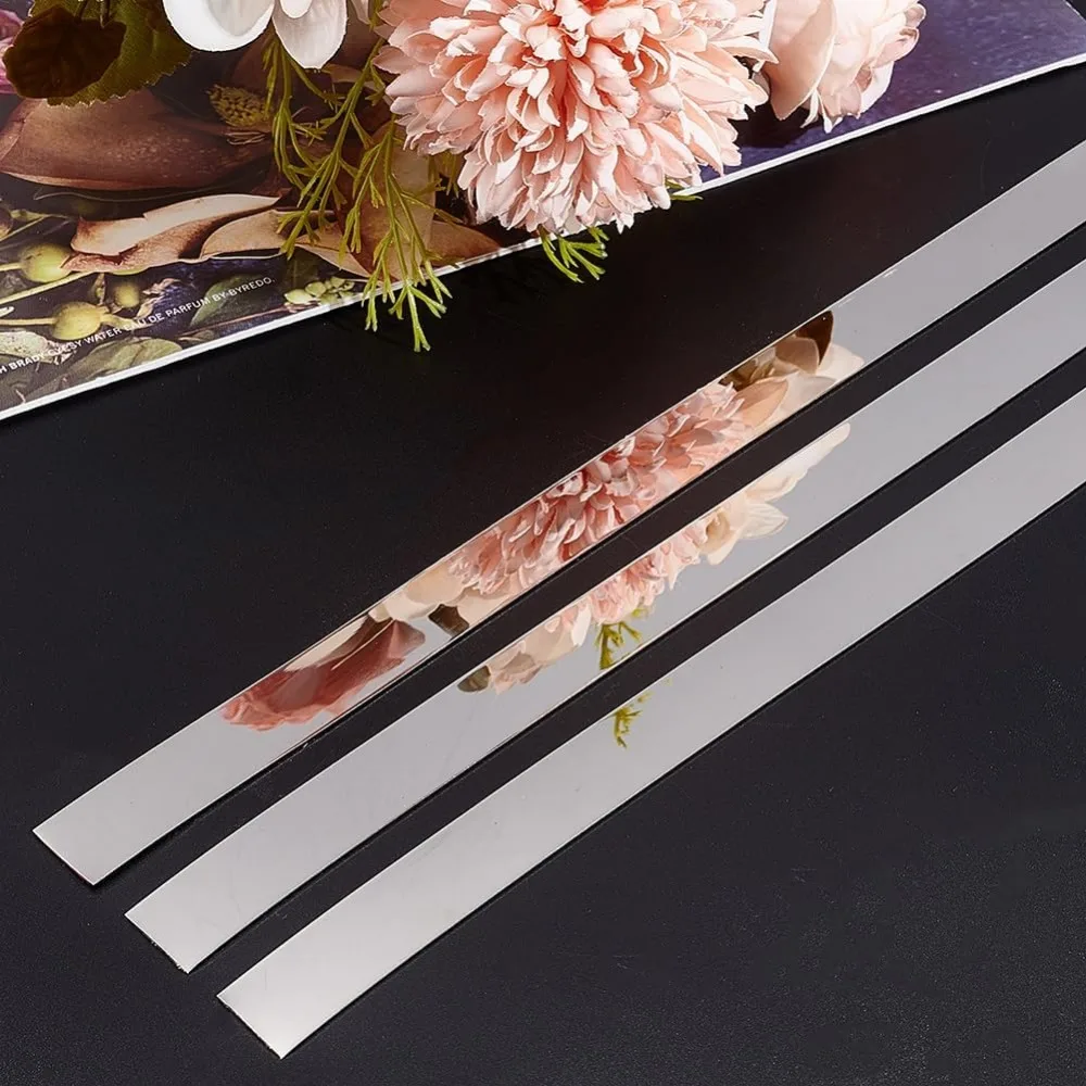 16.4 Feet Self-Adhesive Metal Trim 0.6 Inch Wide Wall Trim Molding 0.8mm Thick Stainless Steel Peel & Stick Flexible Stainless