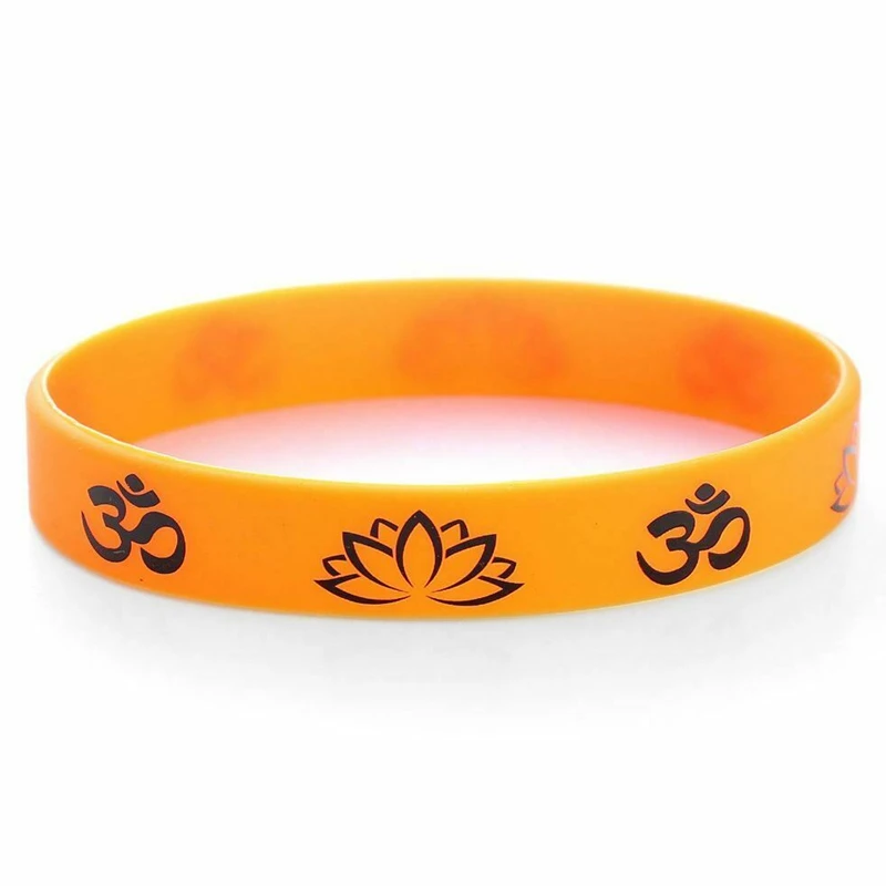 Pulseras de silicona de color naranja con símbolo de Om piezas, 300| | - AliExpress