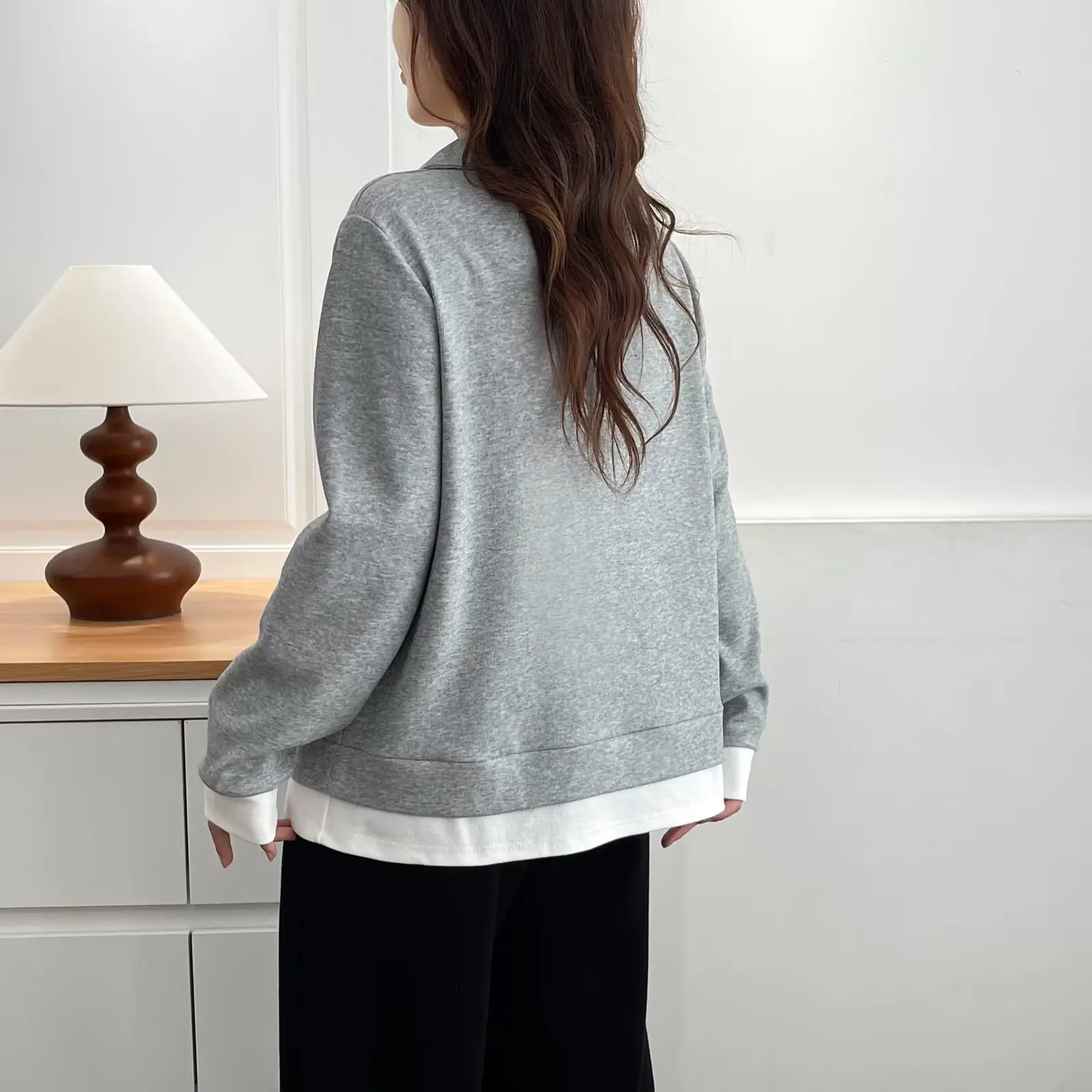 Fashion Plus Size Women's Sweatshirt Autumn New Casual Lapel Long Sleeve Fake Two Pieces Hoodies 627