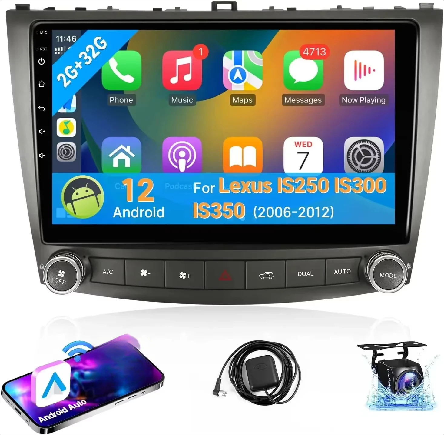 Carplay GPS Multimedia Stereo Wifi 10In 2din Touch Screen
