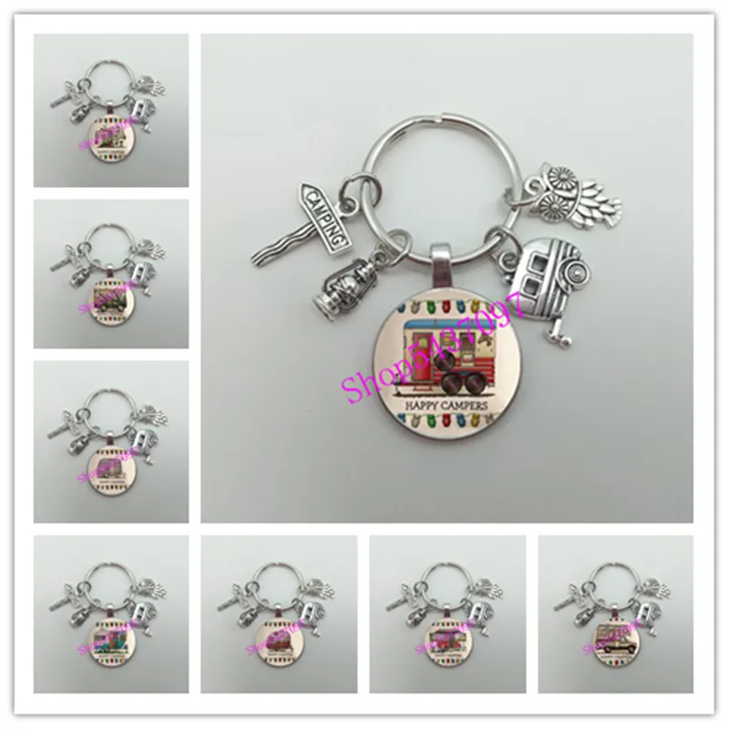Porte-clés à cœur et camping-car à strass, porte clef camping car - calismaporta
