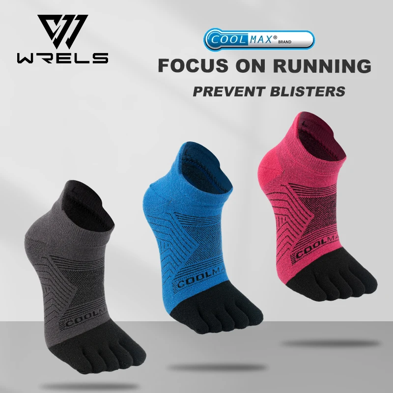 WRELS Fünf-Finger-Socken, Söckchen, Sport, atmungsaktiv, schweißabsorbierend, bequem, formend, reibungsarm, unsichtbare Socken mit Zehen, WRS-1140