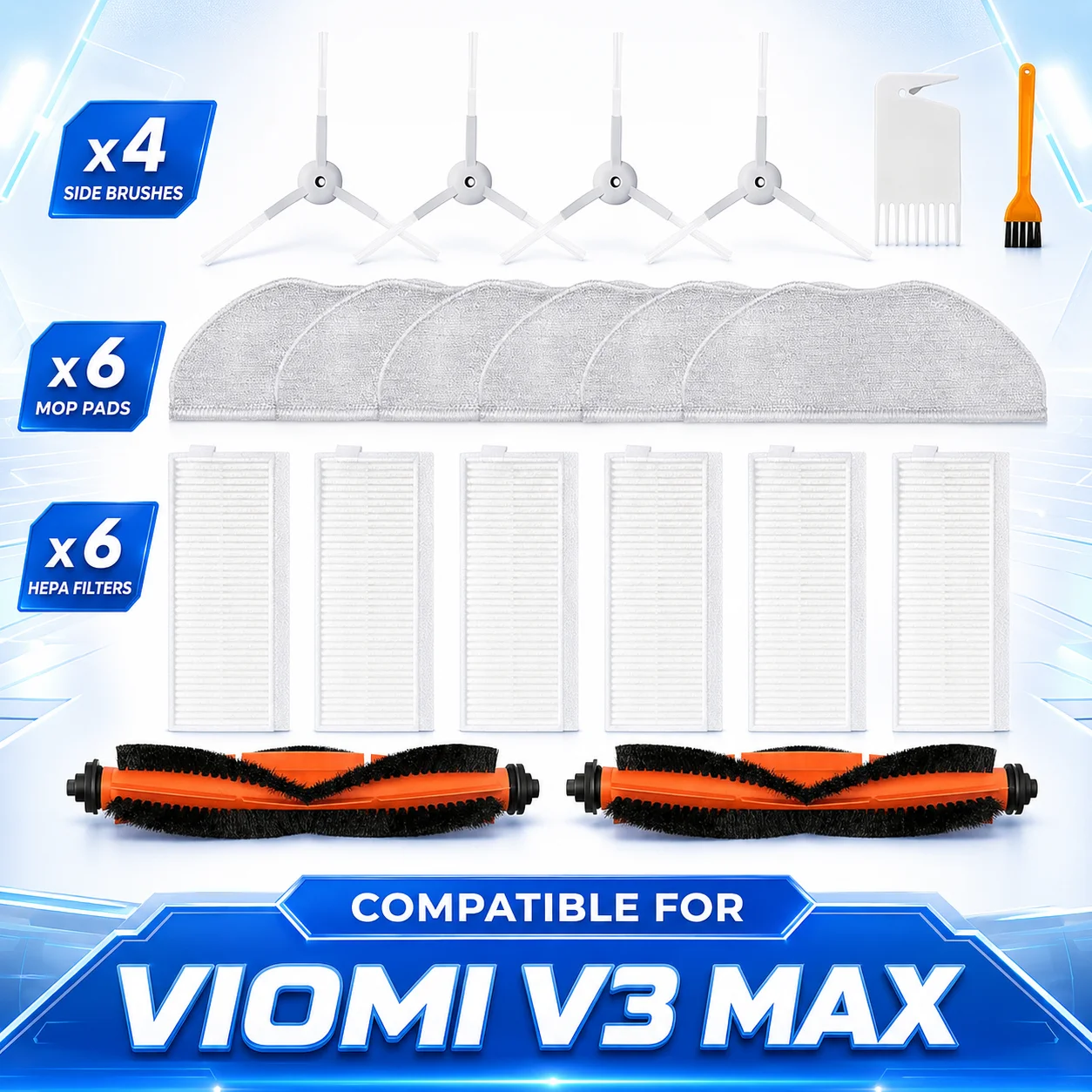 Pour Xiaomi Viomi V3 Max Robot aspirateur brosse latérale principale filtre Hepa vadrouille chiffon pièces de rechange