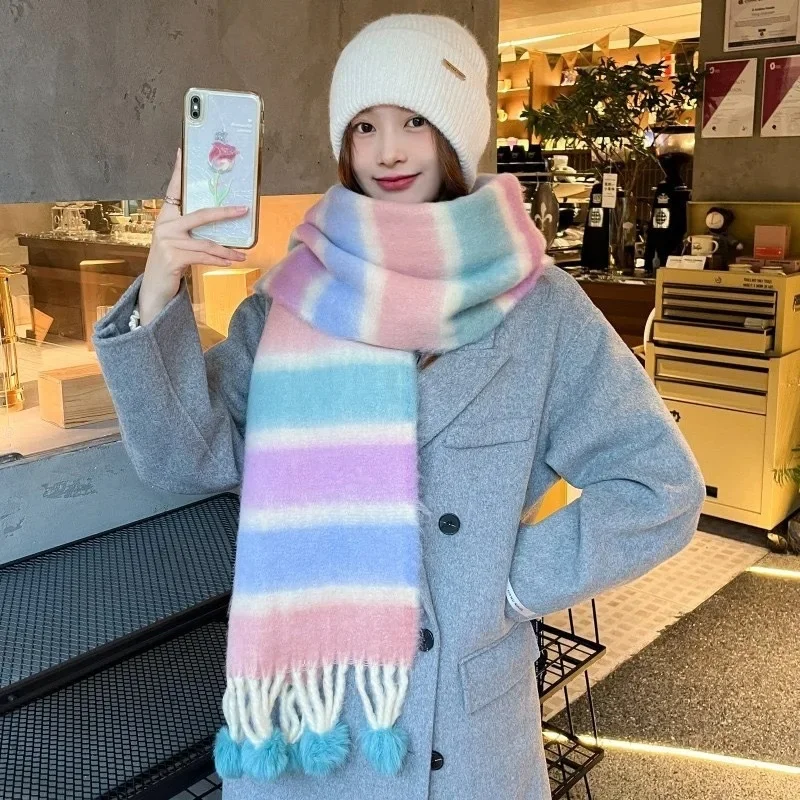 Fur Ball scarf [blue and pink]]