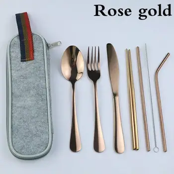 Reusable Travel Cutlery Set – Straw, Spoon, Fork & Chopsticks with Case 1