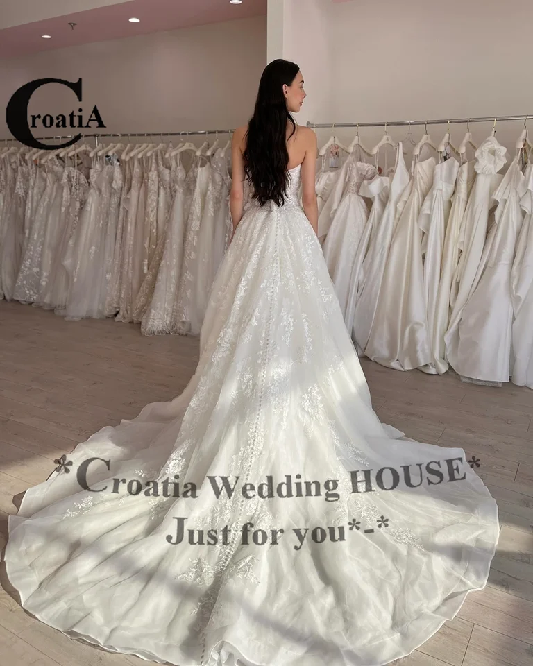Vestidos De novia clásicos De Croacia con botón sin tirantes sin