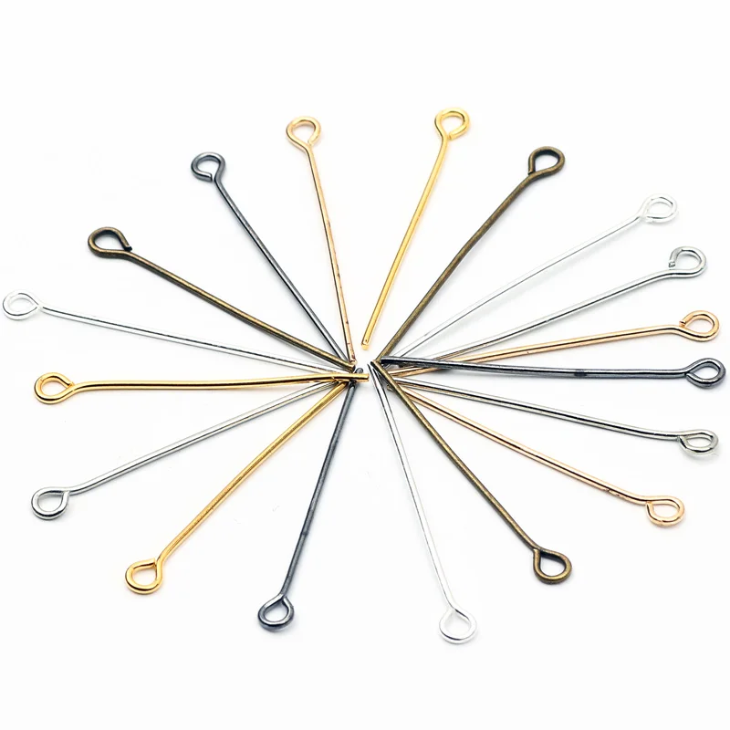 

200pcs/lot 16 20 25 30 35 40 45 50mm Eye Head Pins Plated Eye Pins For Jewelry Findings Making Accessories DIY Supplies