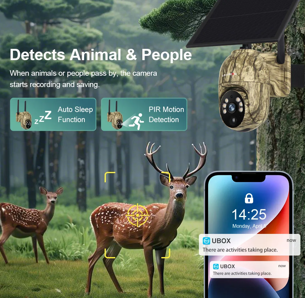 LS VISION 4MP Wireless Hunting Solar Camera Human/Animal Detection Ubox WiFi/4G