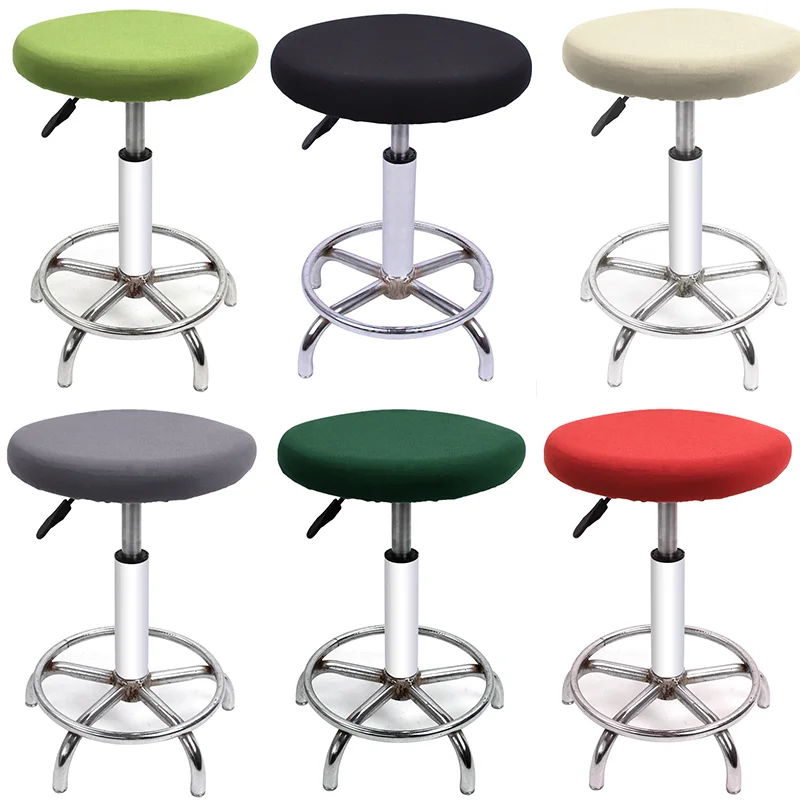 Elastic Bar Stool Cover Round Chair Removable Seat Cushion Slipcover Anti-dirty Case Solid Color Home Protector |