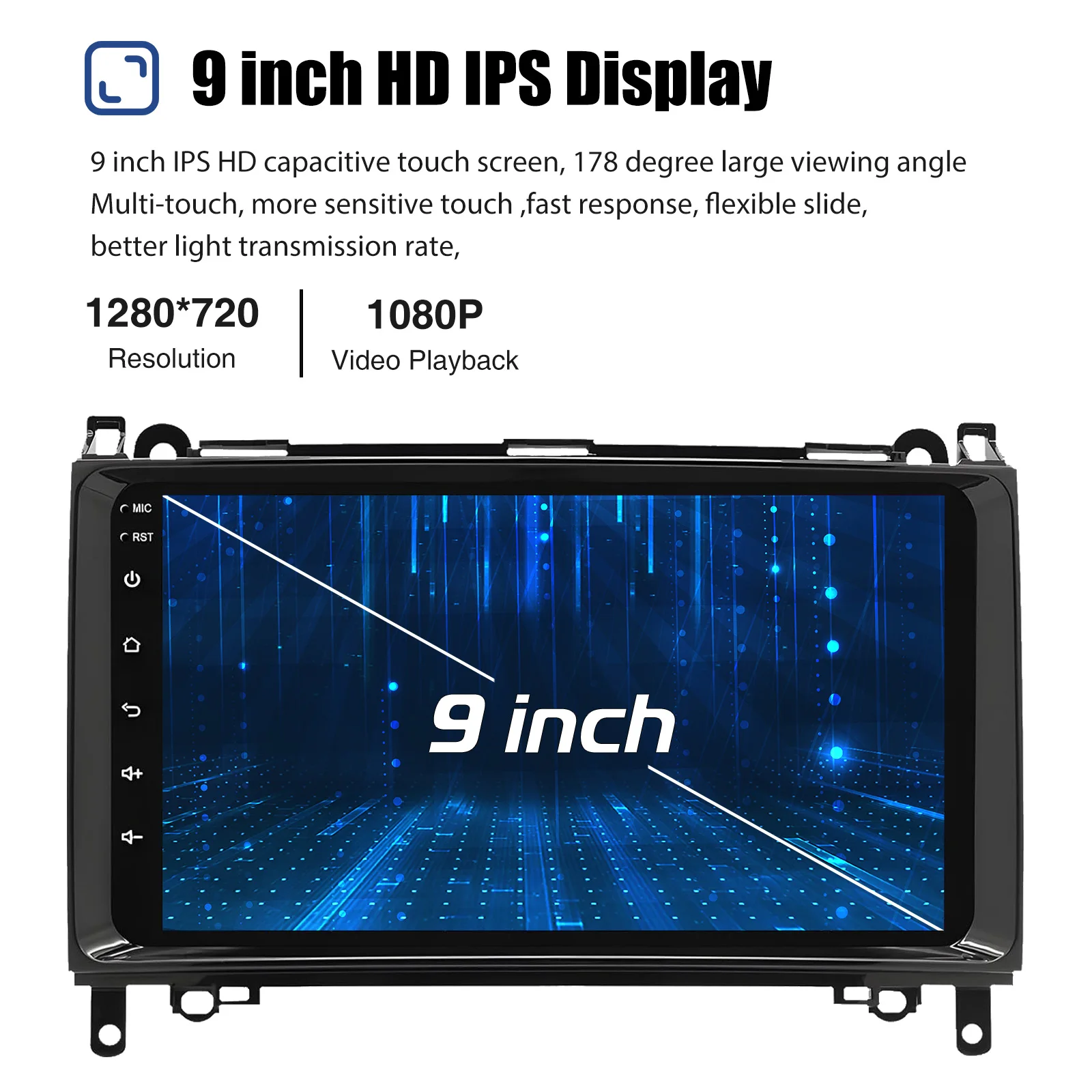 ESSGOO 9 Zoll IPS Touchscreen Android 15 Wireless Carplay Android Auto GPS Navigation WIFI Für Mercedes W169 W639 Vito Viano W906 Sprinter Autoradio Bluetooth Lenkradfernbedienung FM RDS Spiegellink USB ASP – Detail 8