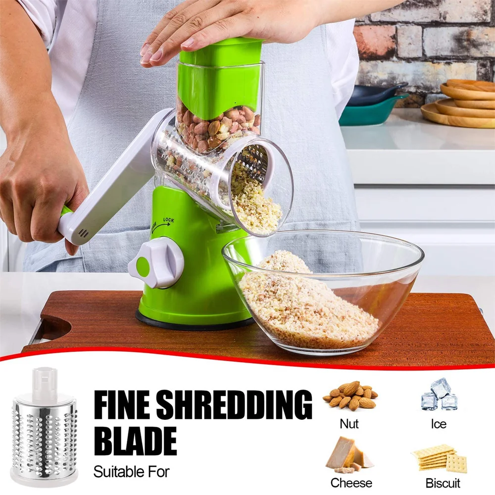  Stainless Steel Cheese Grater Manual Rotary Cheese Grater  Handheld Cheese Shredder Cheese Slice Shred Tool: Home & Kitchen