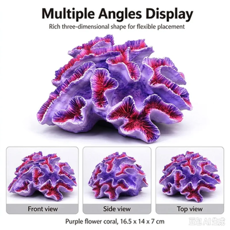 Arrecife de Coral Artificial Morado para Acuario, Decoración de Coral de Simulación de Paisajismo Rápido, Adorno Creativo para Peceras y Acuarios Marinos