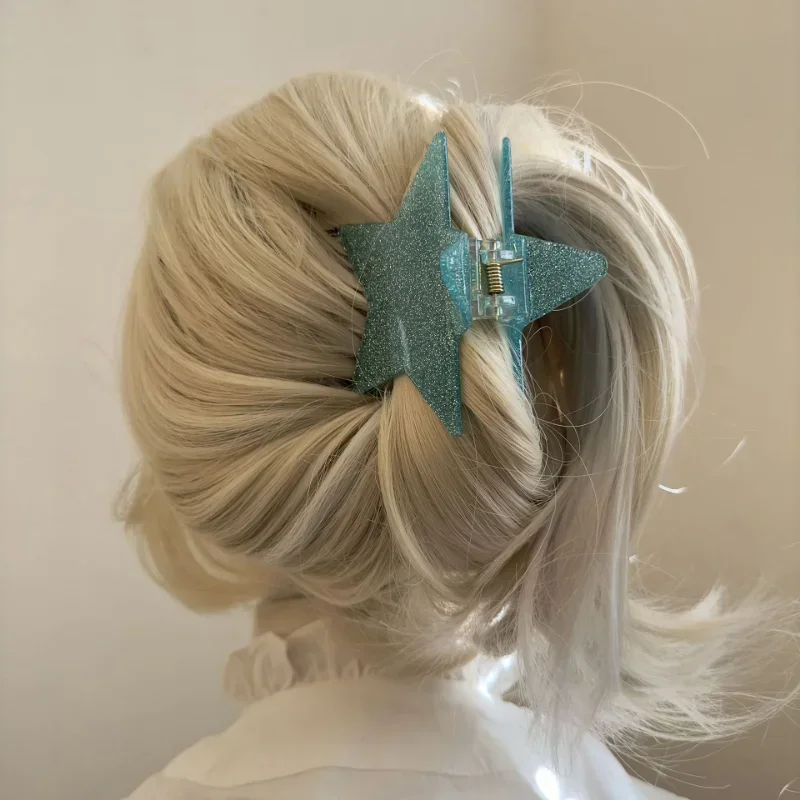 

Pink Star Hair Claw Clamp Y2k Punk Style Hair Clip Clamp Irregular Acetate Shiny Star Claw Hairpin Party Korean Hair Accessories
