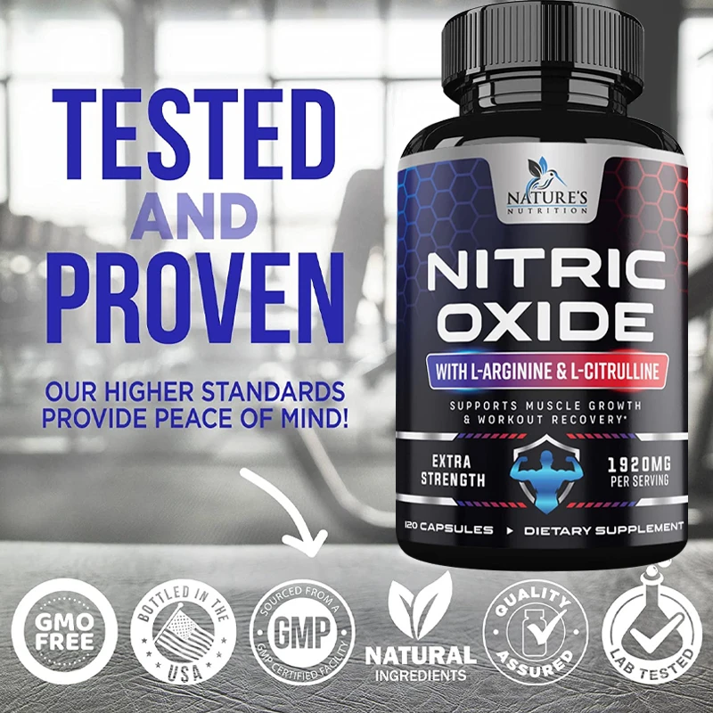 

Nitric Oxide Supplement L-Arginine Advanced Pre-Workout Booster for Increased Muscle Strength and Energy