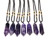 Purple Natural Banded Chevron Dream Amethyst Quartz Crystal Point Wand Pendant Pendulum Reiki Healing Chakra Stone Necklace Gift 2