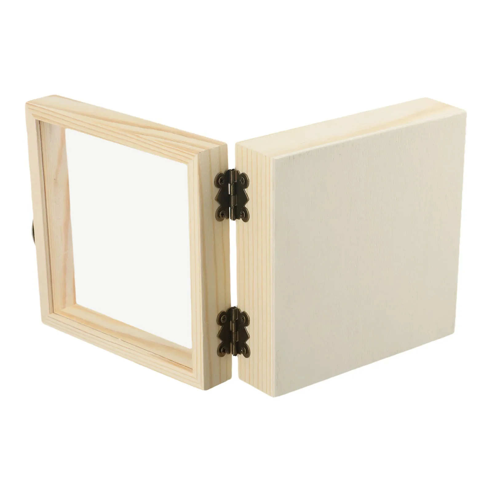 1pcs Log Color Plain Wood Wooden Square Hinged Storage Boxes Craft Gifts Box Handmade Case Box Storage Organization S/M/L/XL 3
