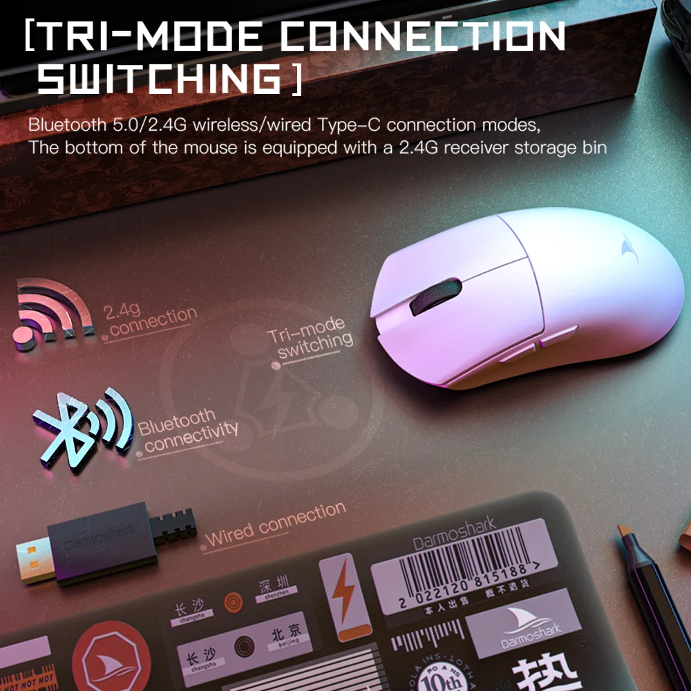 Motospeed Darmoshark M3 Bluetooth Wireless Gaming Mouse 26000DPI PAM3395 Optical Sensor Computer Office Mouse TTC For Laptop PC wireless mouse gaming mouse wireless gaming mouse wireless optical mouse