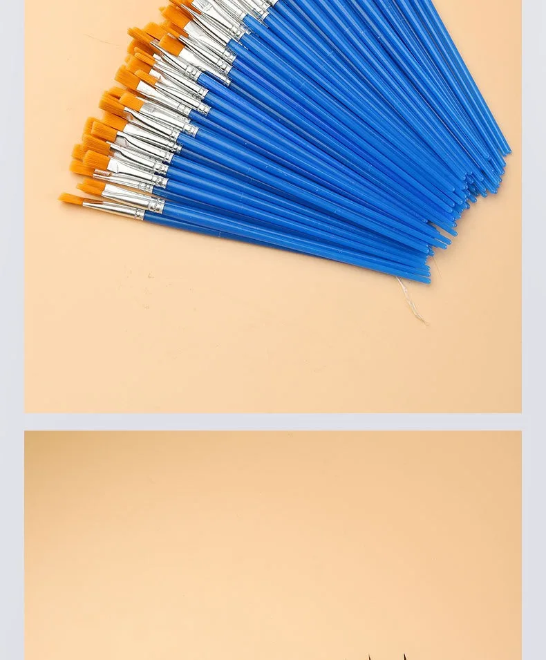 100/200 Pc Flat Paint Brushes Small Brush Volume For Painting Detail Essential Props For Painting Art School Supplies Stationary