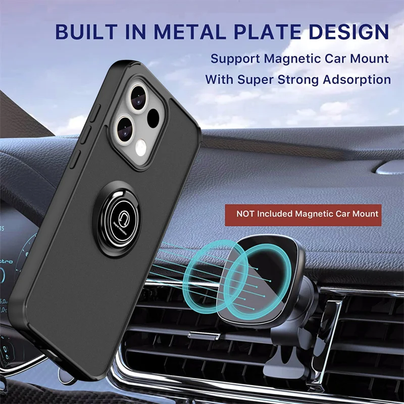 Armor Matte Shockproof Case with Magnetic Ring Stand Holder