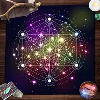 Geometric Altar Cloth Tarot Card Tablecloth With Flower Of Life Design Tarot Card Reading Mat For Metatron Cube Witchy Gift 1