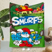 Hot Anime Cartoon Smurfs Printed Blanket Picnic Blankets Warm Blanket Soft and Comfortable Blanket Home Travel Birthday Gift 1