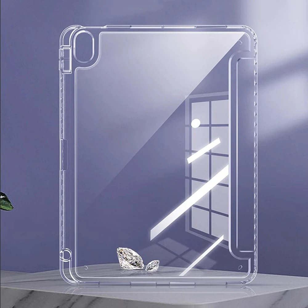 Protective Clear iPad Case with Pencil Holder - Fits Various Models and Generations