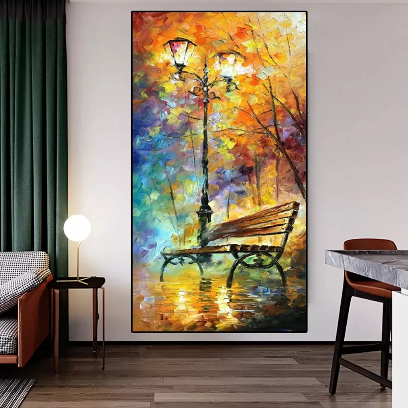Abstract Aesthetics Painting Forest Tower Street Lamp Bridge Poster