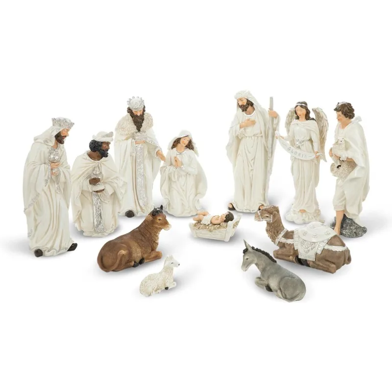 

glitzhome 15.5 Inch Oversized Nativity Sets for Christmas Decor Set of 12 Nativity Scene Collectible Figurine Sets