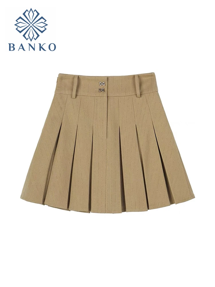 Khaki Tennis Pleated Mini Skirts Woman Casual Solid High Waist All-Match Shorts Skirts Summer Preppy Style Korean Fashion Mujer long skirts