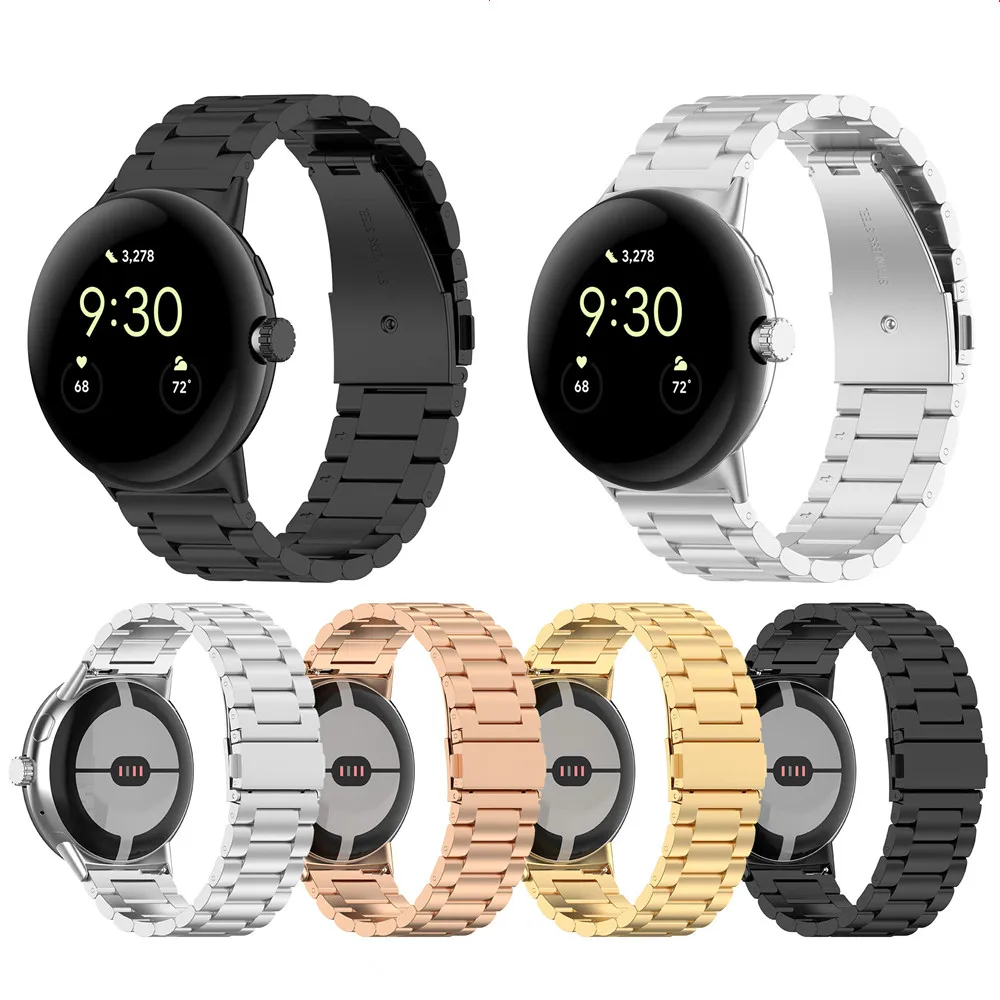 

3-Heads Stainless Steel Watchband For Google Pixel Watch 2 Strap Band Replacement