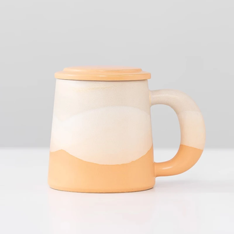 Chinese Style Ceramic Mugs, Home Personal Office Creative Teacup With Cover, Filtered Tea Water Separation, Tea Cups, 400ml, 1Pc