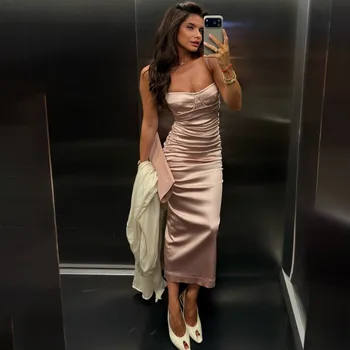 Talenza Elegante Abito da Sera di Lusso da Donna, Sexy, Senza Schienale, Plissettato, Aderente, con Patchwork, Vita Alta, per Feste
