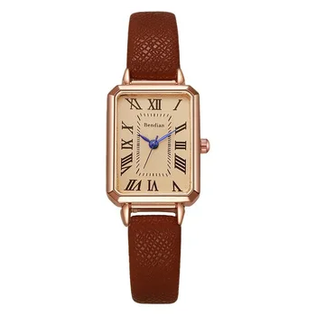 Mode rétro cadran numérique montres décontractées bracelet en cuir carré horloge à la mode montre-bracelet à Quartz pour les femmes cadeau 1